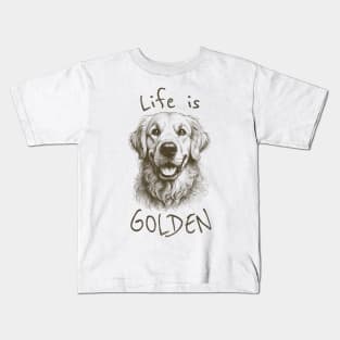 Life is Golden Vintage - Golden Retriever Kids T-Shirt